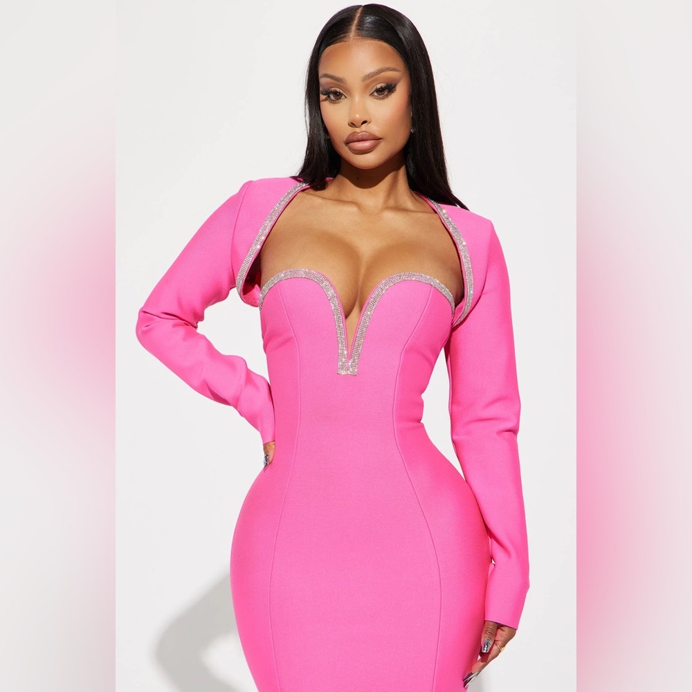 Vibrant Pink Dress with Glitter Trim